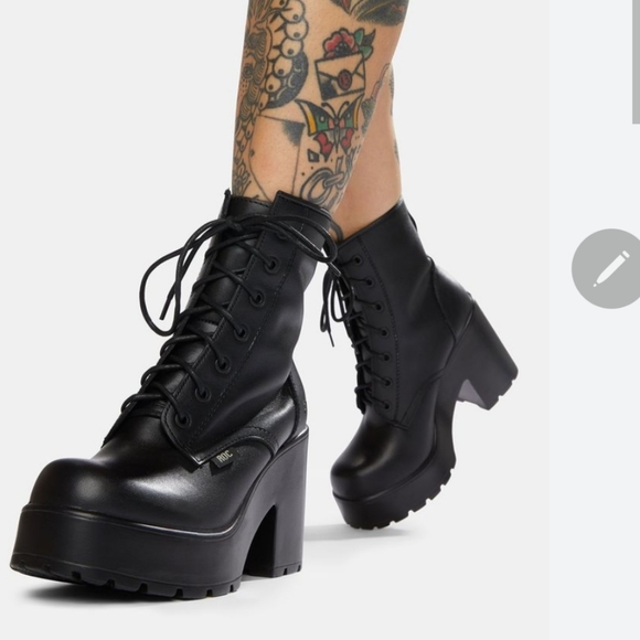 ROC Australia platform chunky heel boots with rivets $248 new goth grunge - Picture 7 of 7